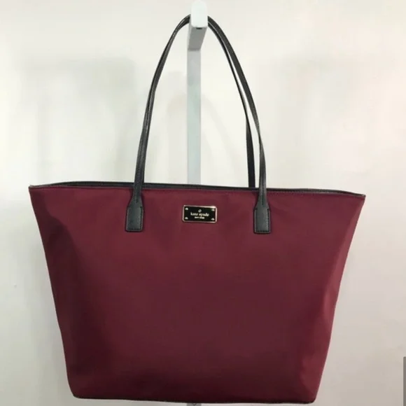 Kate Spade Maroon Merlot Nylon Carry All Tote Bag Brand New - Picture 7 of 8
